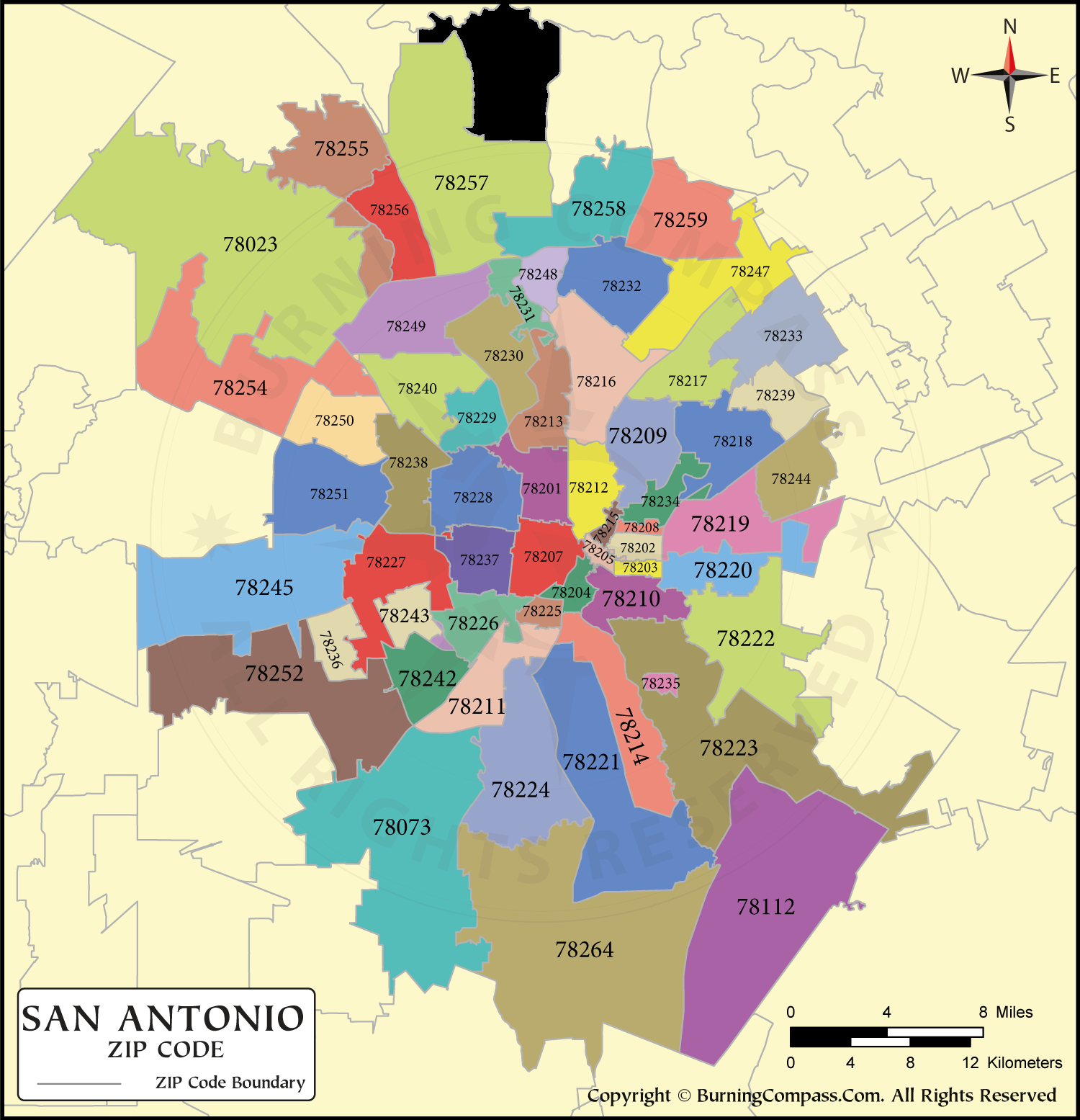 San Antonio Zip Code Map HD