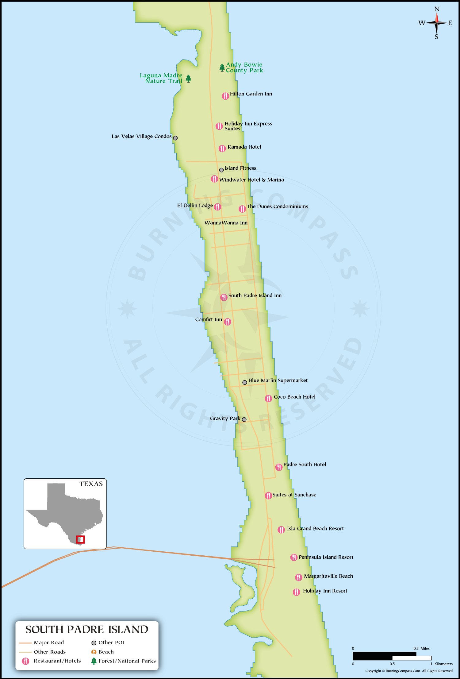 South Padre Island Map HD