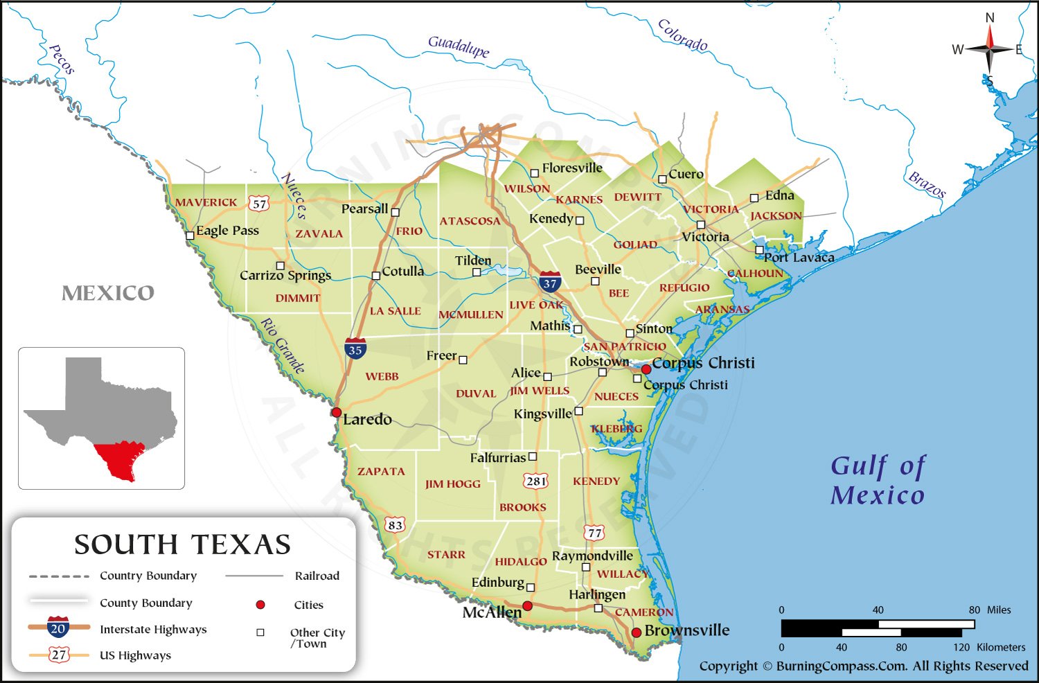 South Texas Map HD