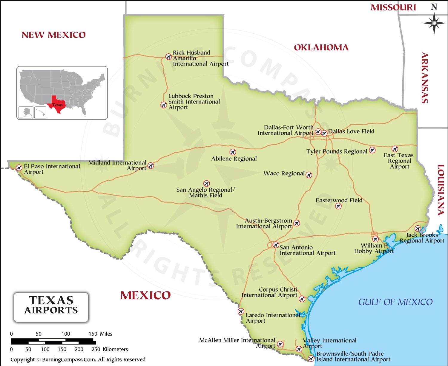 Texas Airport Map HD