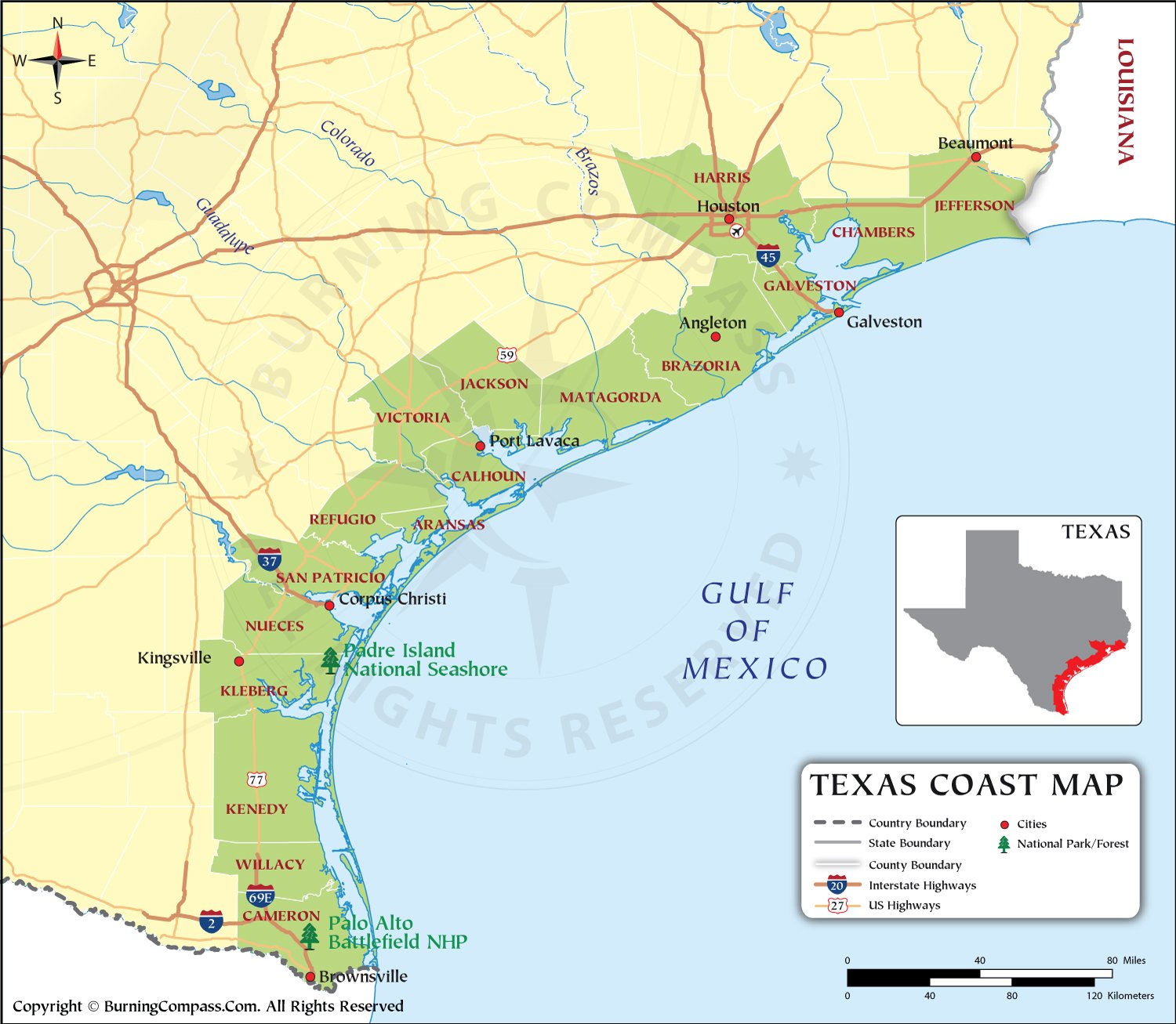 Texas Coast Map HD