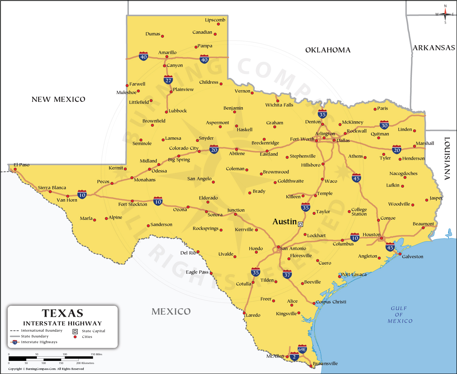 Texas Interstate Map HD