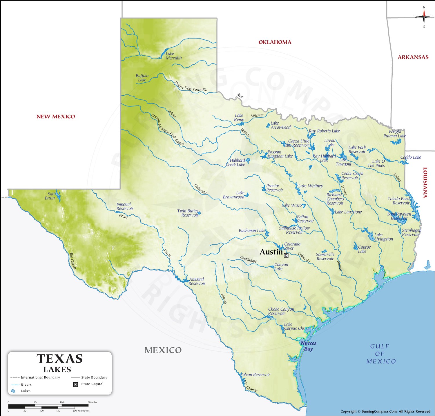 Texas Lake Map HD