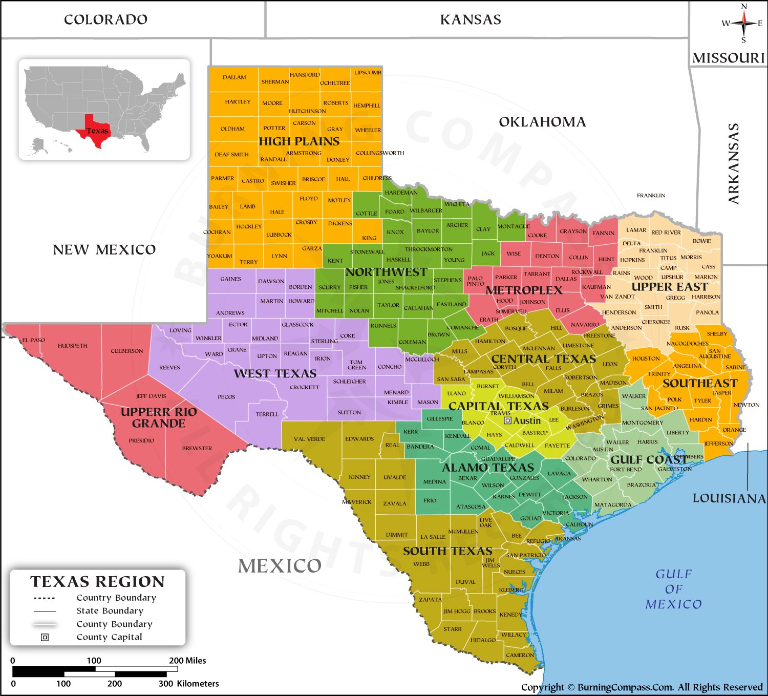 Texas Region Map HD