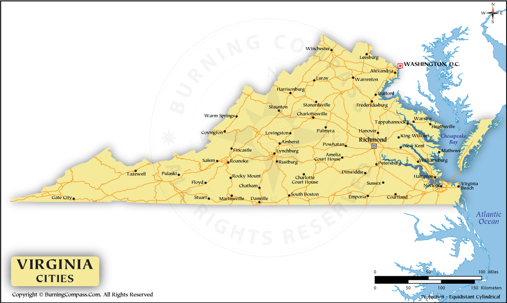 Map Virginia With Cities – Get Latest Map Update