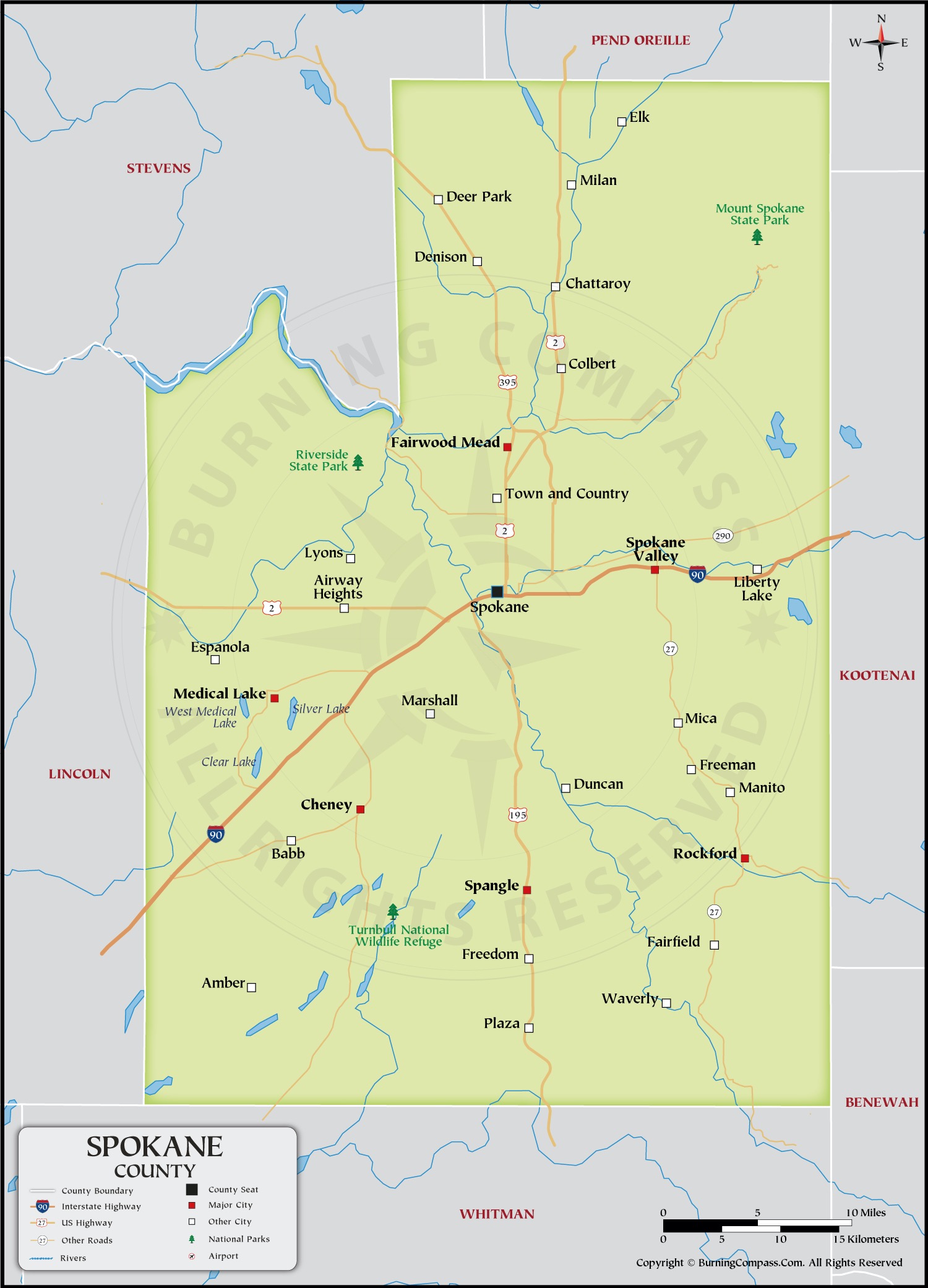 Spokane County Map HD