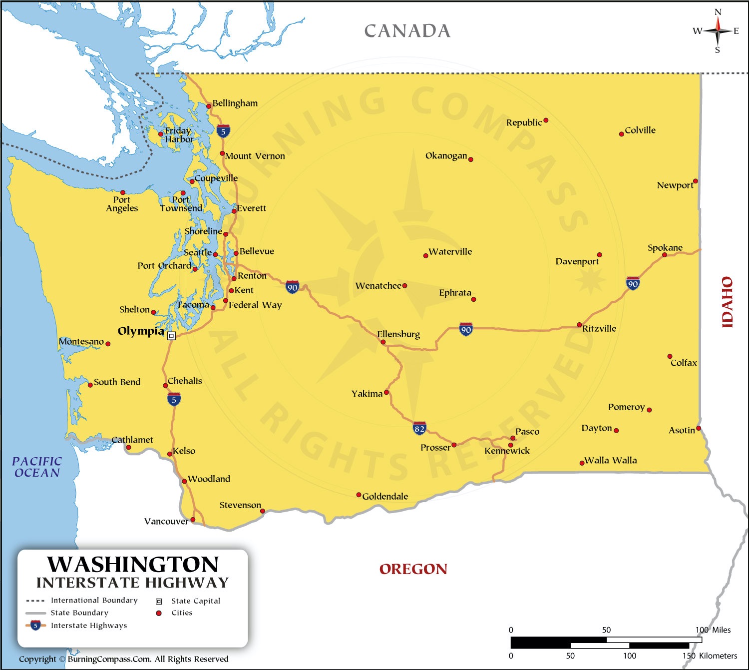 Washington Interstate Map HD