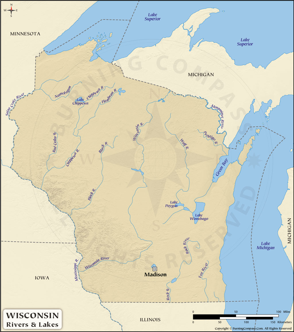 Wisconsin River Map, Wisconsin Rivers and Lakes