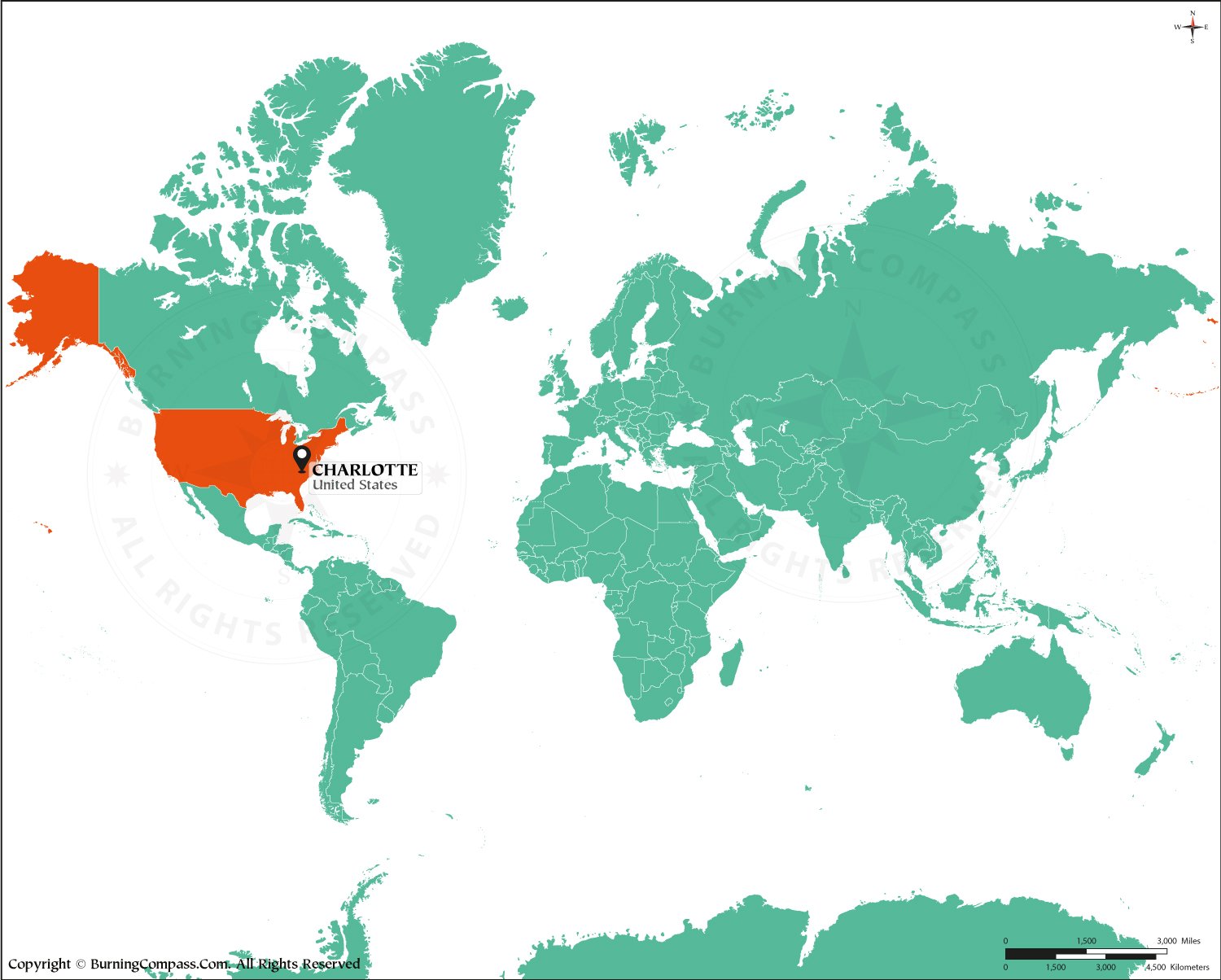 Where is Charlotte on World Map HD