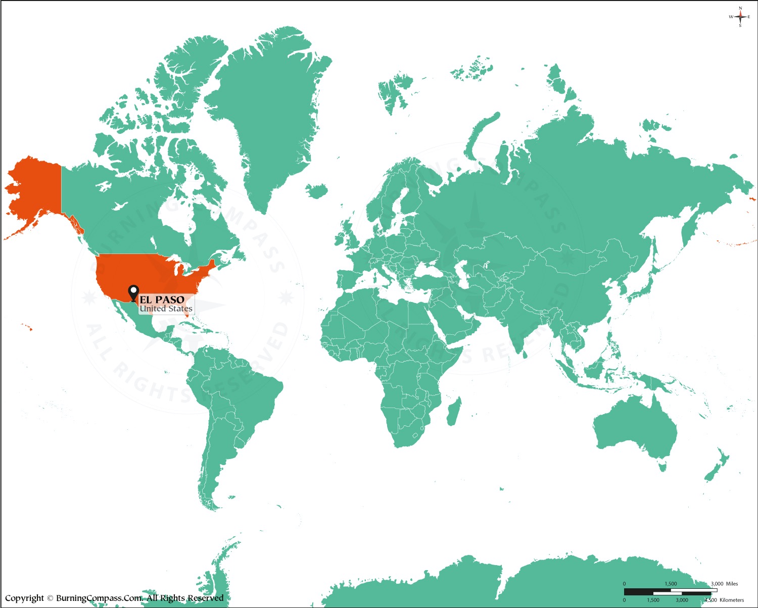 Where is El Paso on World Map HD