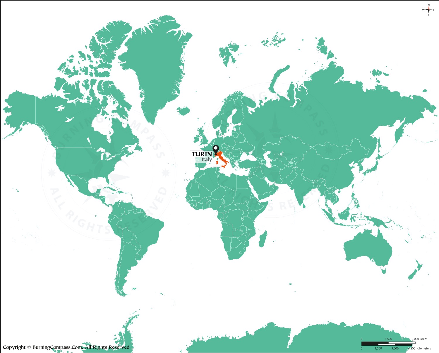 Where is Turin on World Map HD