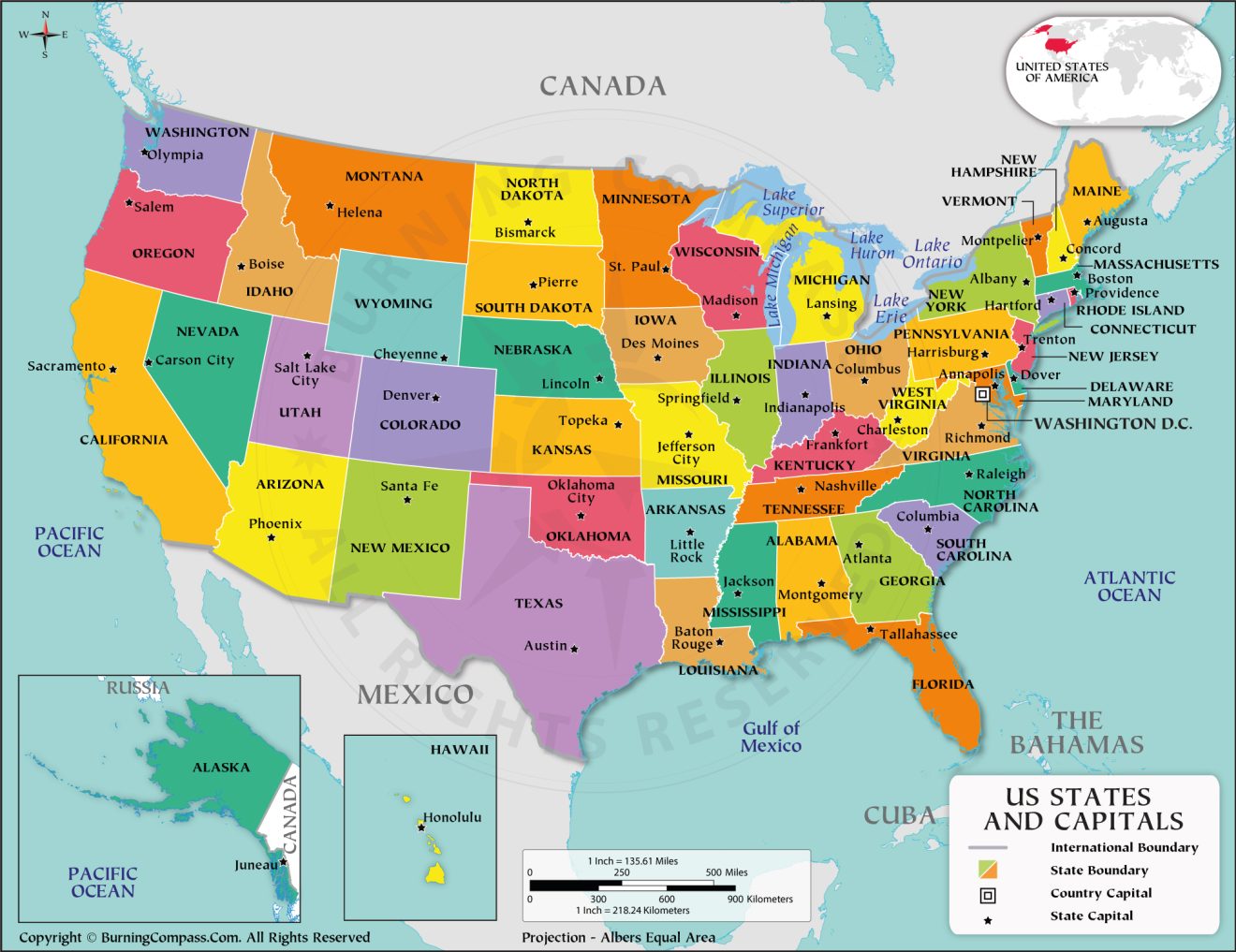 Buy United States Map with Capitals Online, Purchase US States and ...