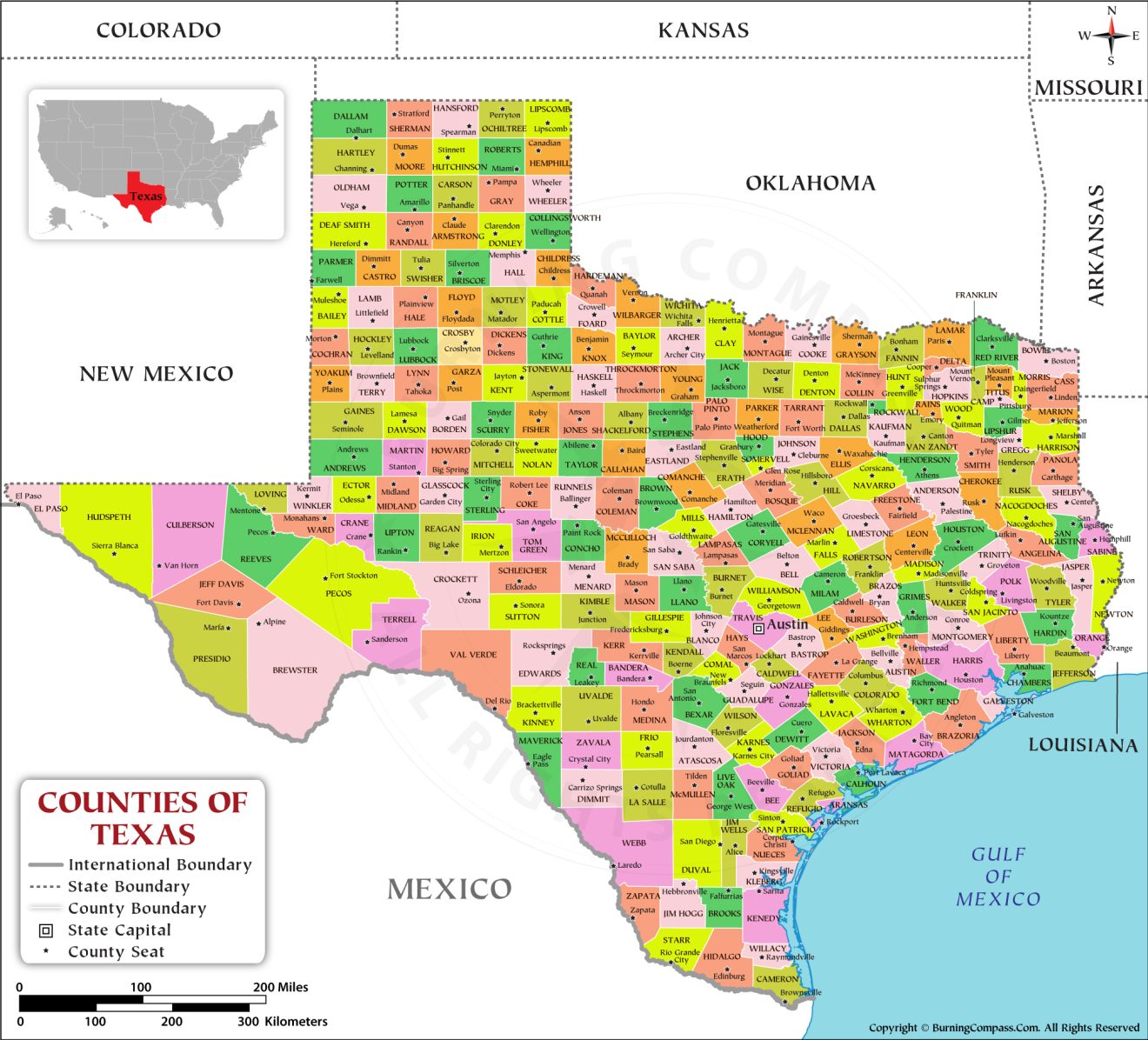 Buy Texas County Map Online, Purchase Texas County Map
