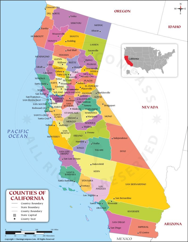 Buy California County Map, Purchase California County Map Online