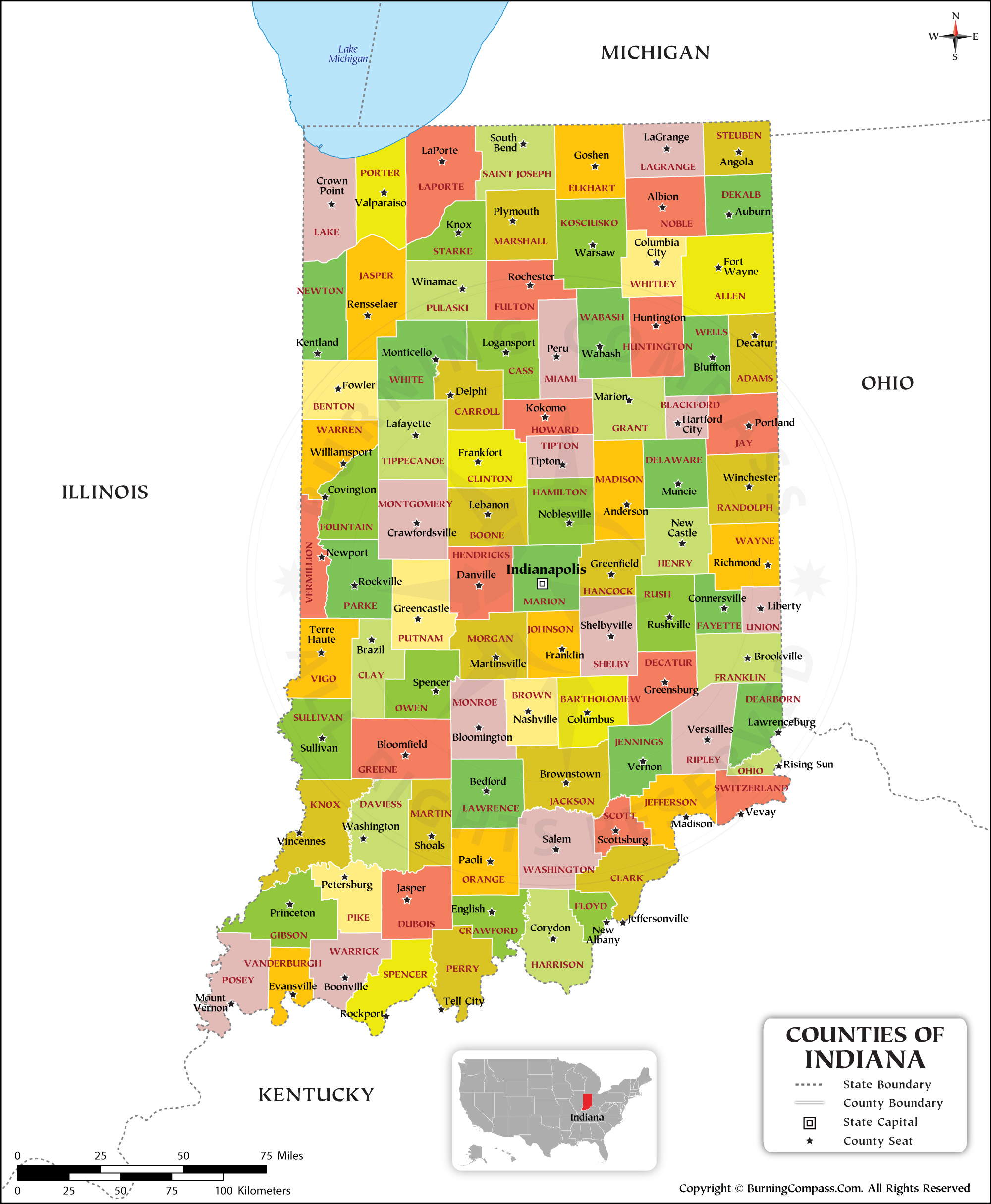 Buy Indiana County Map Online, Purchase Indiana County Map