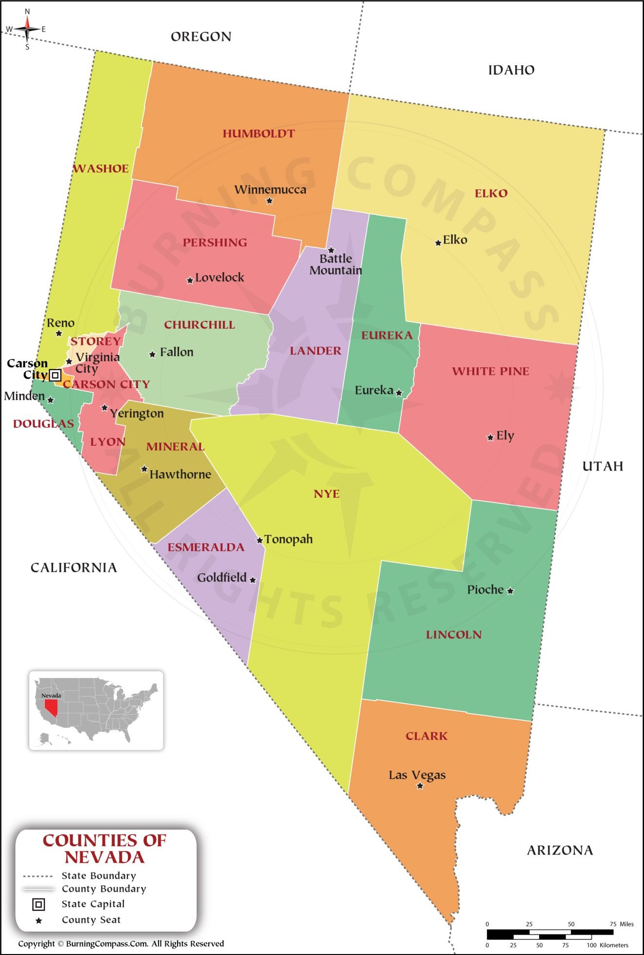 Buy Nevada County Map Online, Purchase Nevada County Map