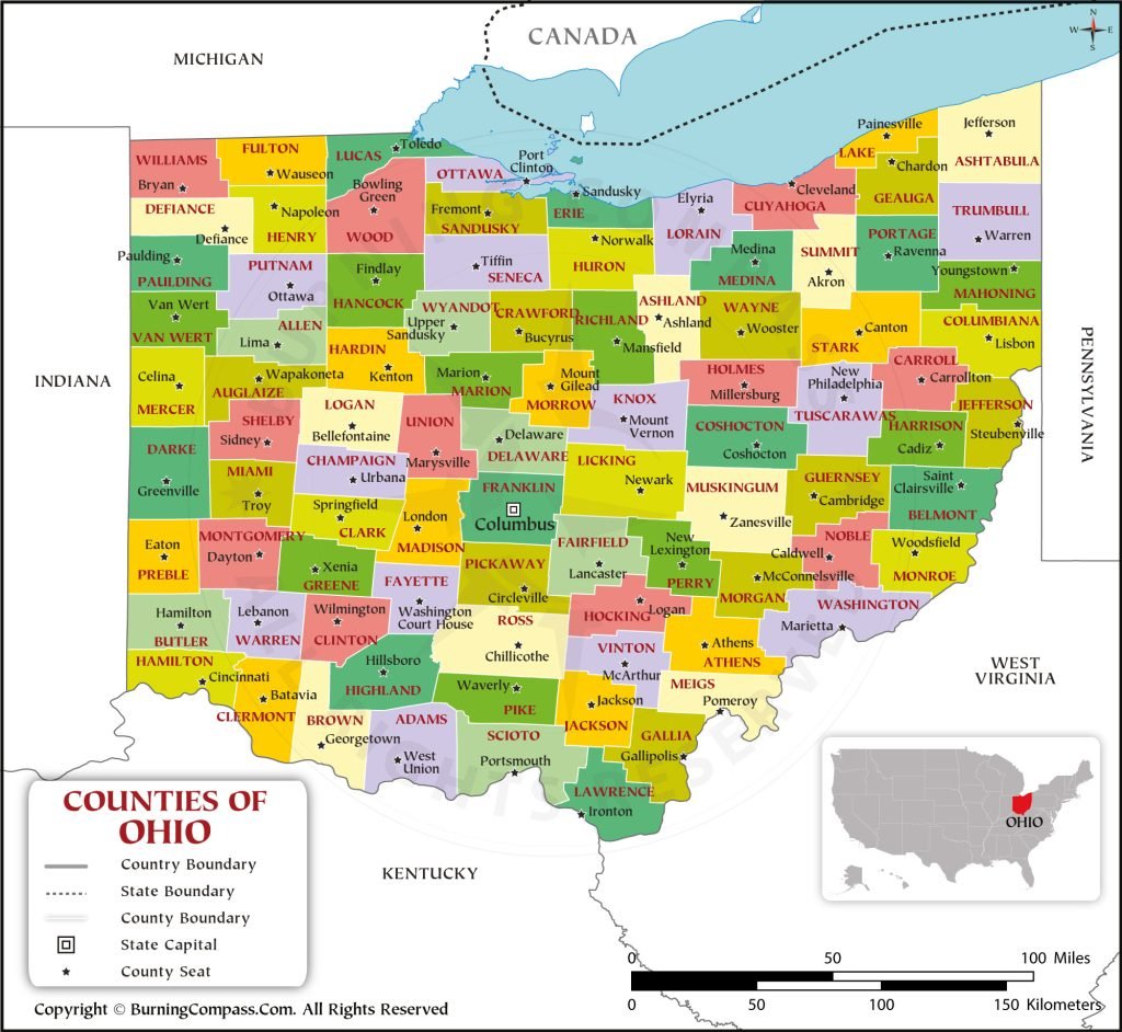 Buy Ohio County Map Online, Purchase Ohio County Map