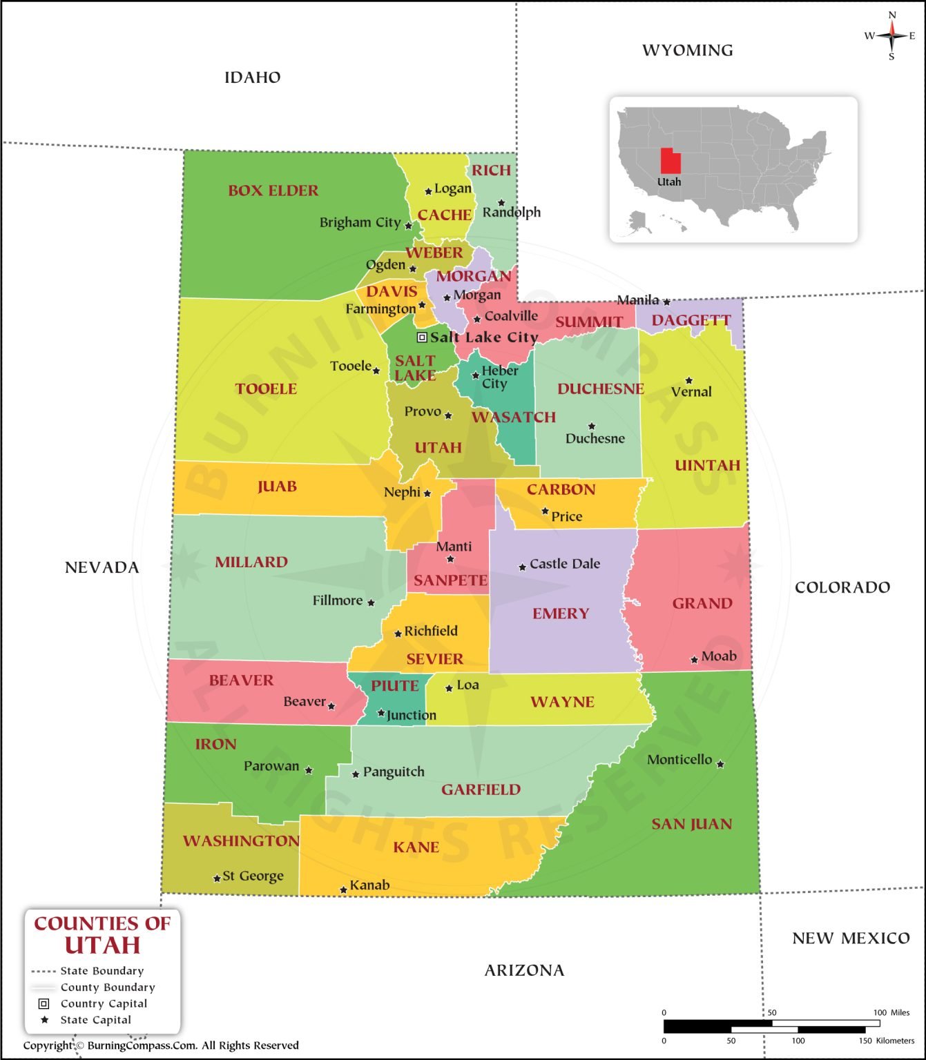 Buy Utah County Map Online, Purchase Utah County Map