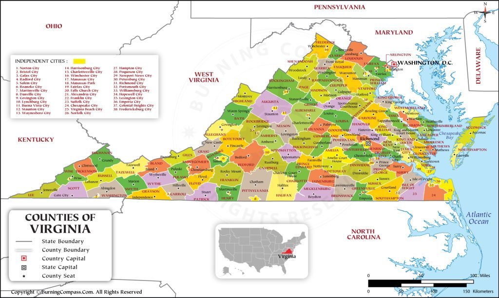 Buy Virginia County Map Online, Purchase Virginia County Map