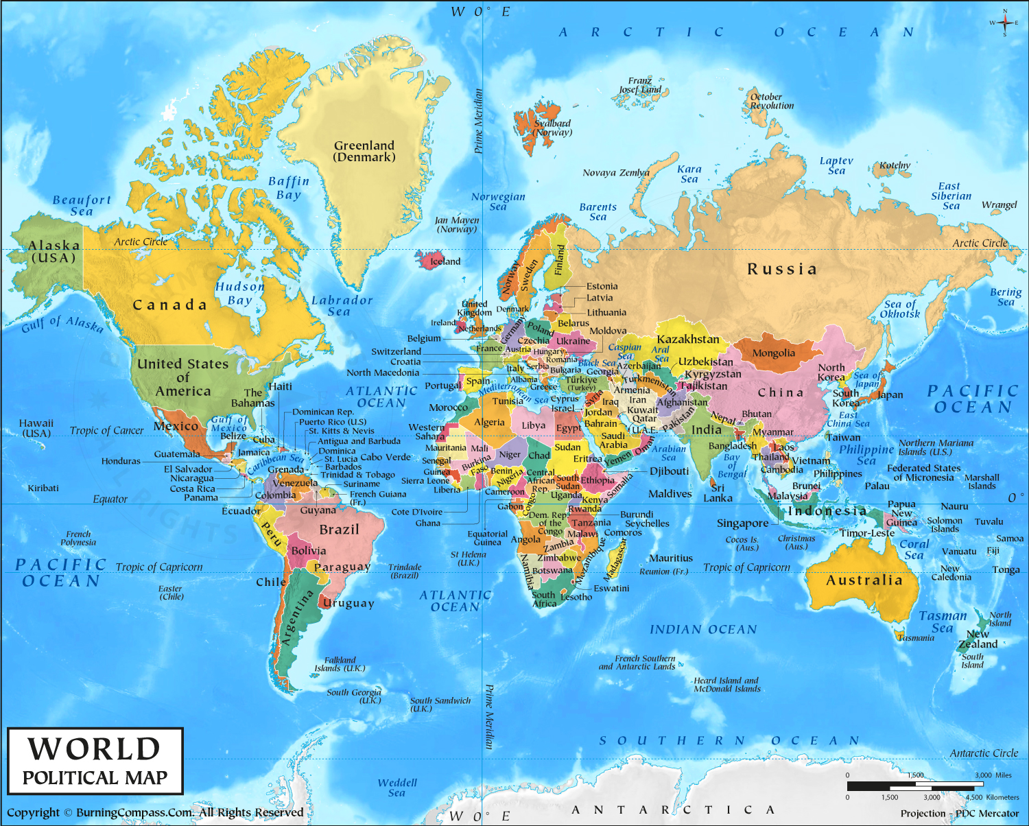 large world map with countries