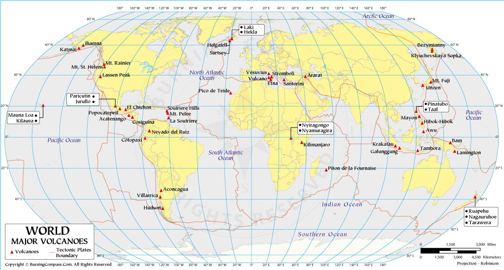 active volcanoes in the world map